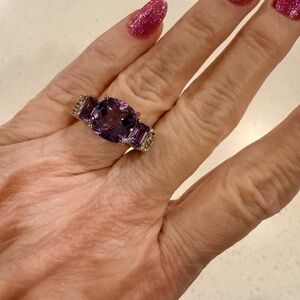 Amethyst and Topaz ring on a sterling silver band, size 7, NWOT